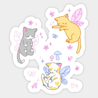 fairy kitties (pink/white/blue) Sticker